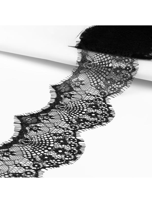 Кружево реснички, 125 мм × 9 ± 0,5 м, в бобине 3 шт по 3 м, цвет чёрный