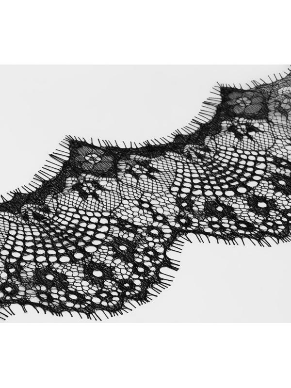 Кружево реснички, 125 мм × 9 ± 0,5 м, в бобине 3 шт по 3 м, цвет чёрный