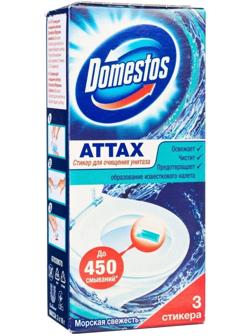 Стикер для очищения унитаза Domestos Attax «Морская свежесть», 3 шт, 30 гр
