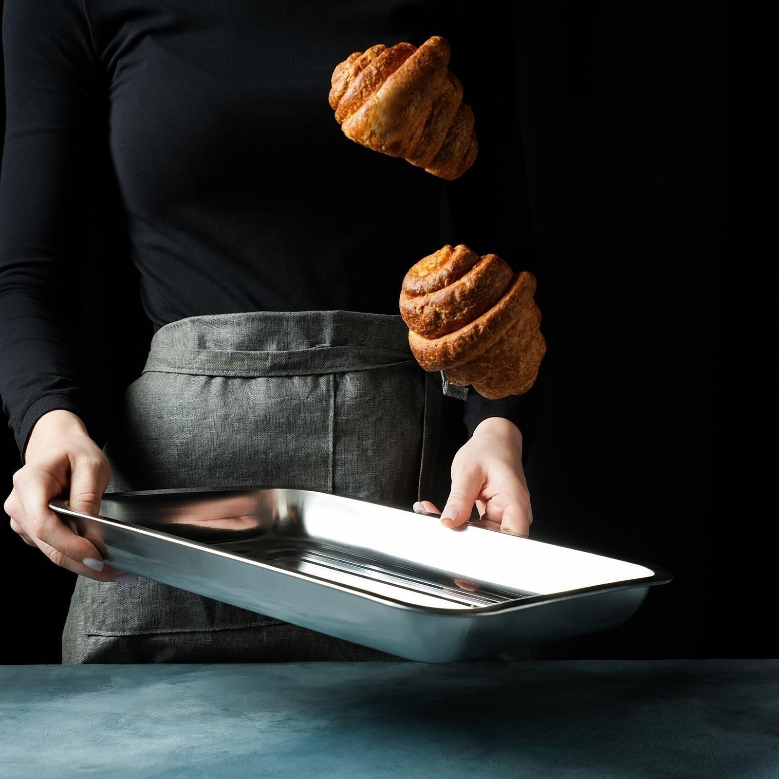 Противень из нержавеющей стали, 35×26×3,5 см, цвет хромированный