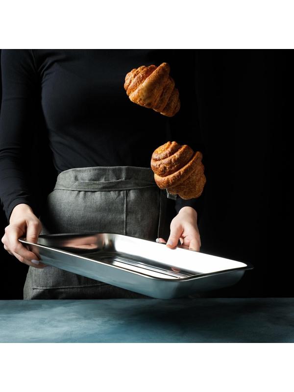 Противень из нержавеющей стали, 35×26×3,5 см, цвет хромированный