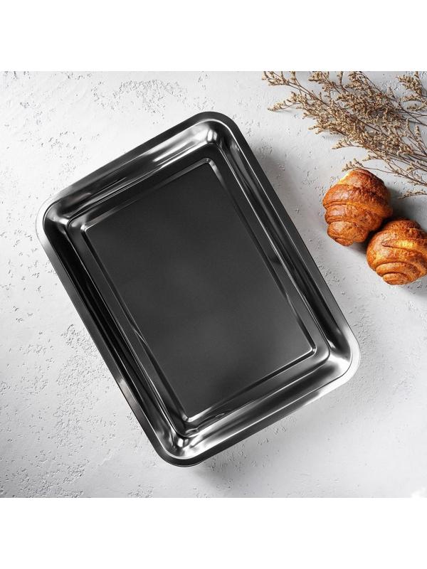 Противень из нержавеющей стали, 39,5×29×5,5 см, цвет хромированный