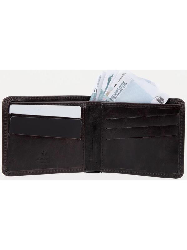 Портмоне без застёжки, отдел для купюр, для карт, цвет коричневый