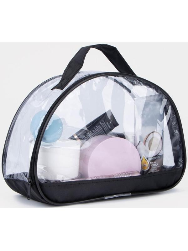 Косметичка на молнии, с ручкой, цвет чёрный