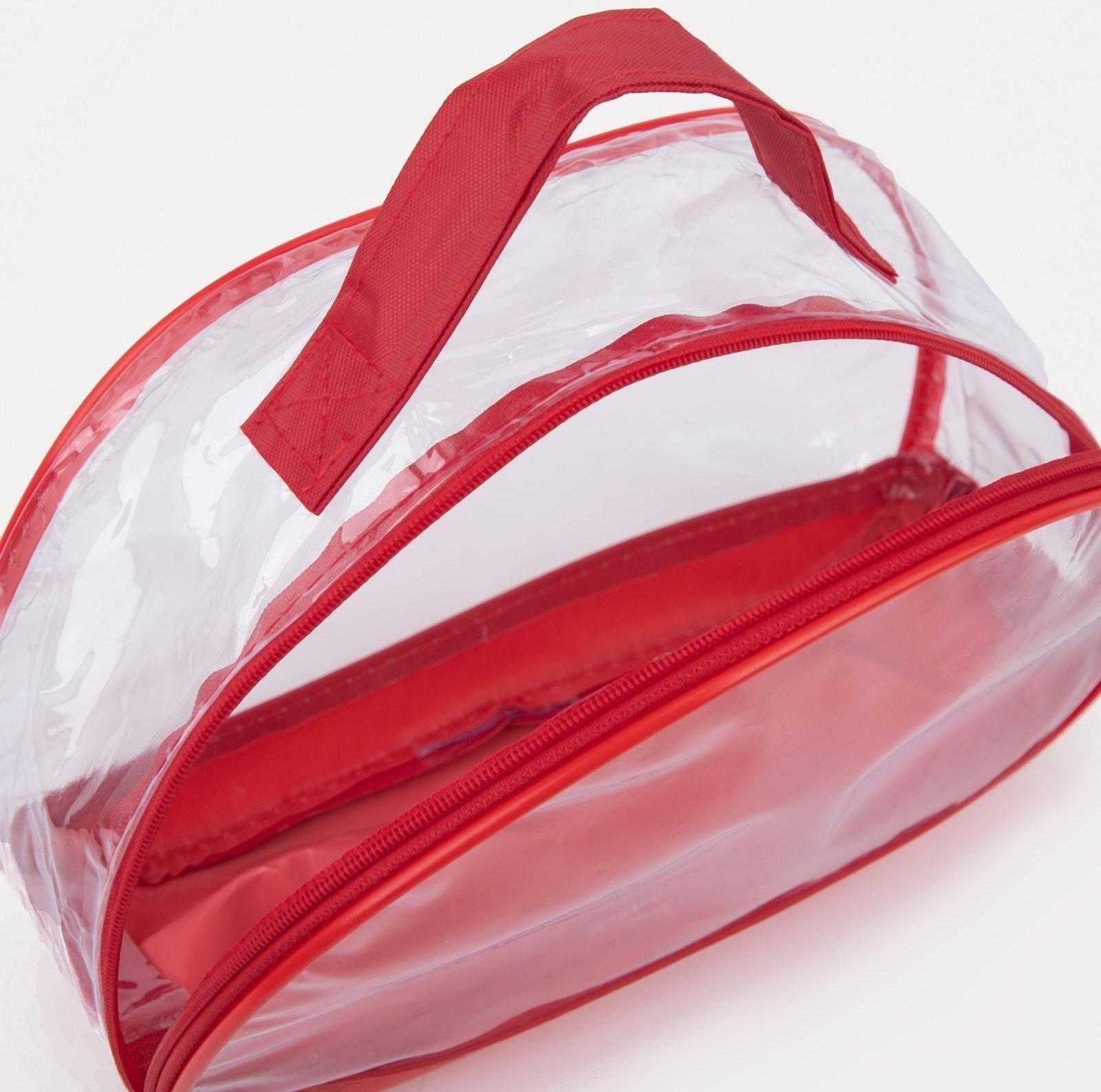 Косметичка на молнии, с ручкой, цвет красный