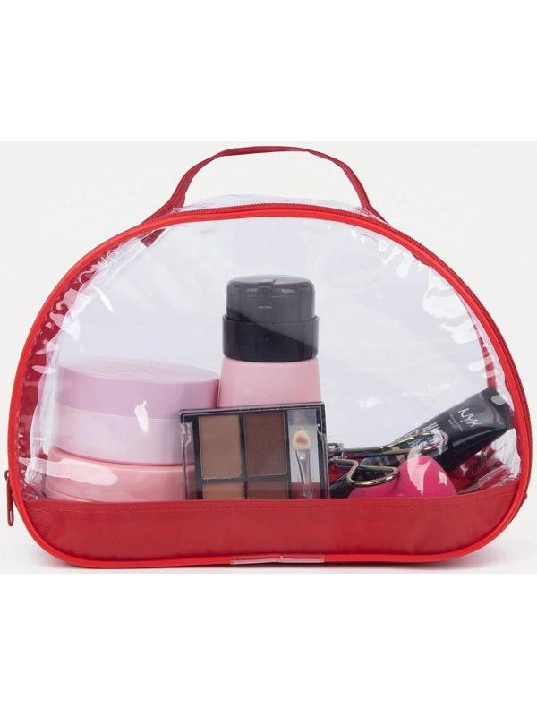 Косметичка на молнии, с ручкой, цвет красный