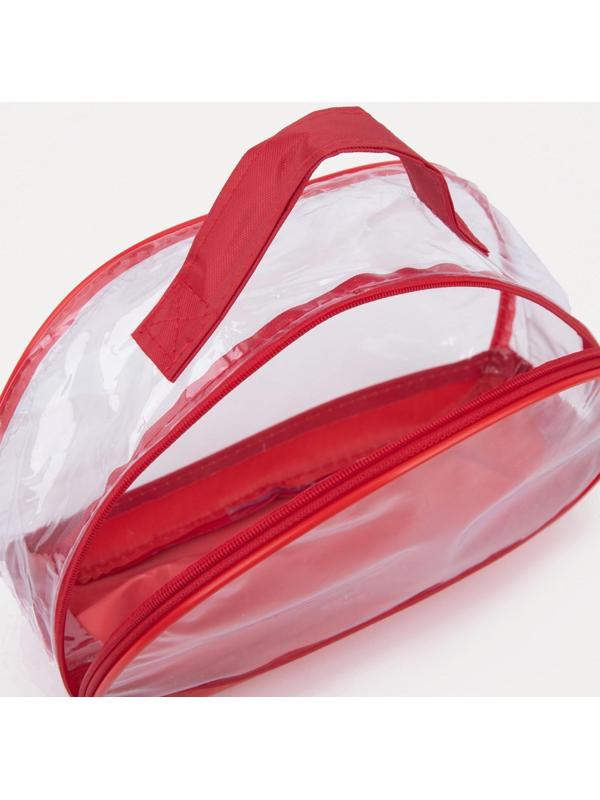 Косметичка на молнии, с ручкой, цвет красный