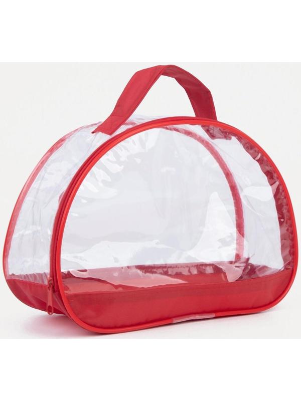 Косметичка на молнии, с ручкой, цвет красный