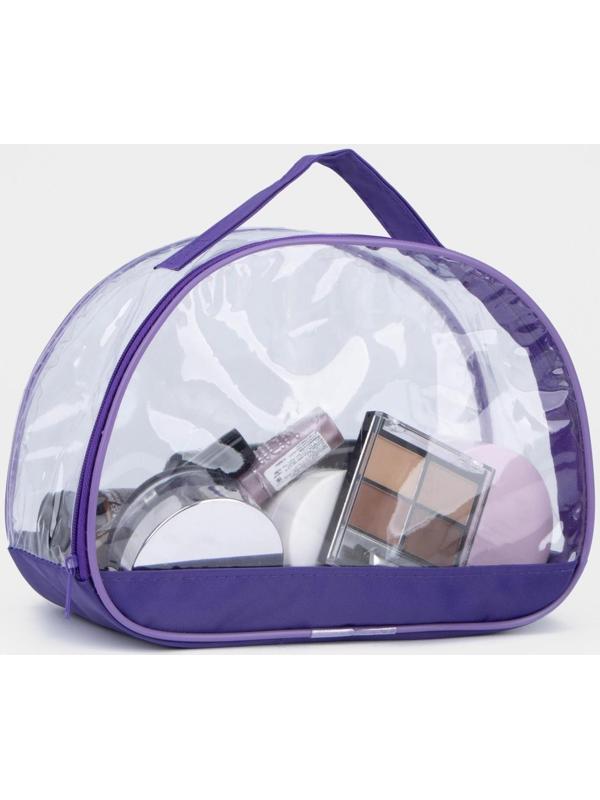 Косметичка на молнии, с ручкой, цвет фиолетовый