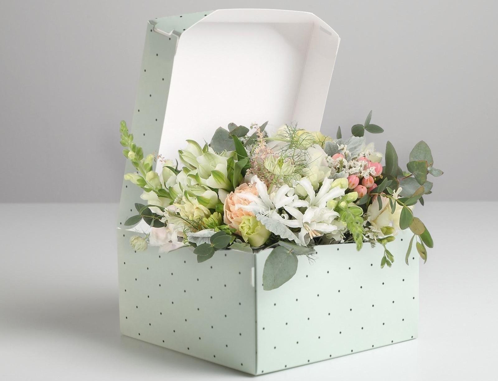 Коробка из картона «Нежный горошек», 17 × 9 × 17 см