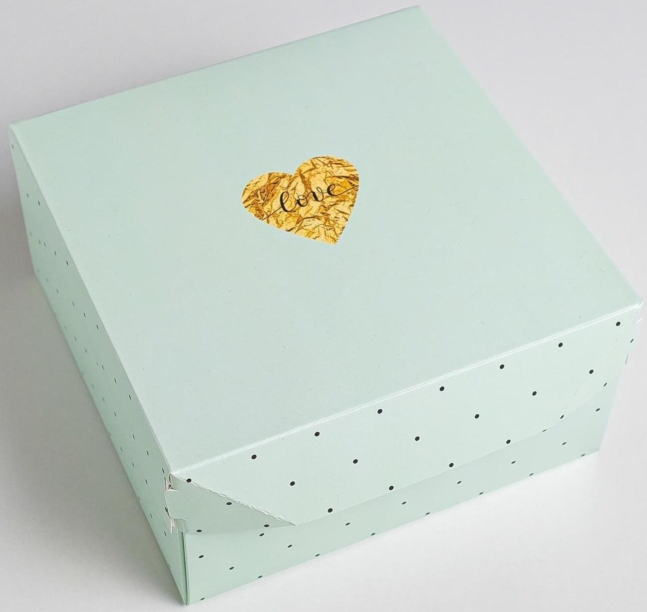 Коробка из картона «Нежный горошек», 17 × 9 × 17 см