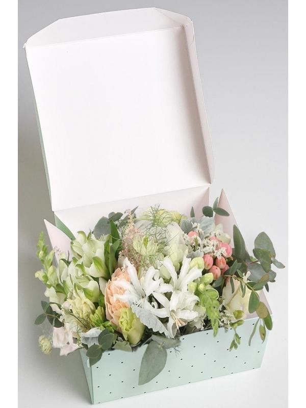 Коробка из картона «Нежный горошек», 17 × 9 × 17 см