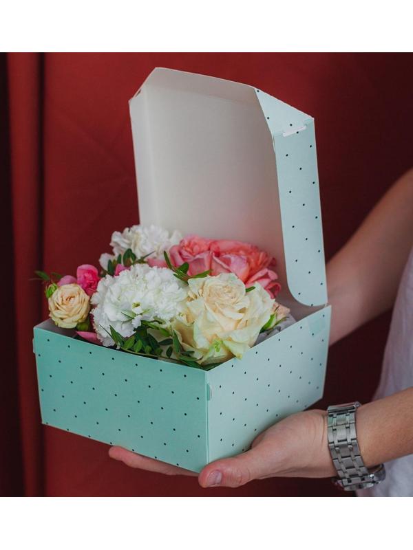 Коробка из картона «Нежный горошек», 17 × 9 × 17 см