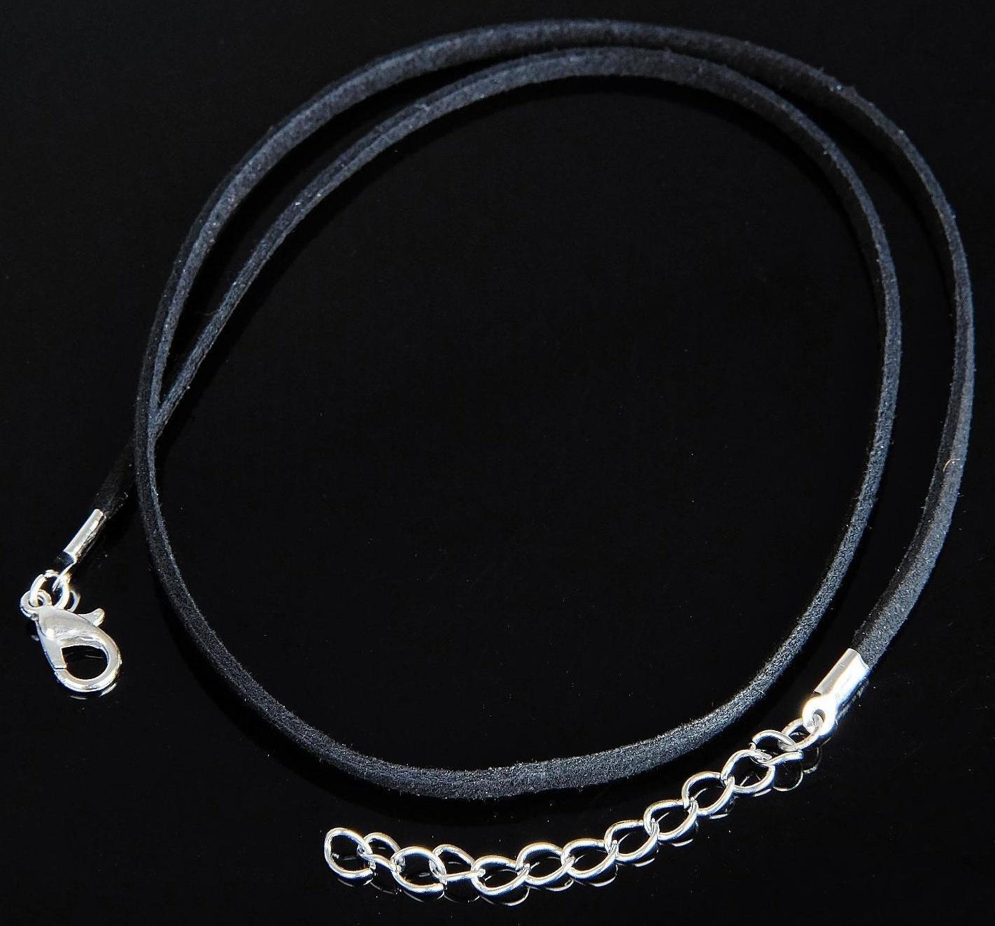 Шнурок из искусственной замши с замком, 45см+удлинитель, цвет черный