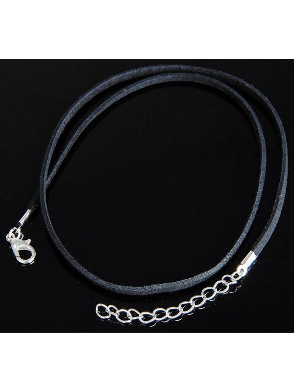 Шнурок из искусственной замши с замком, 45см+удлинитель, цвет черный