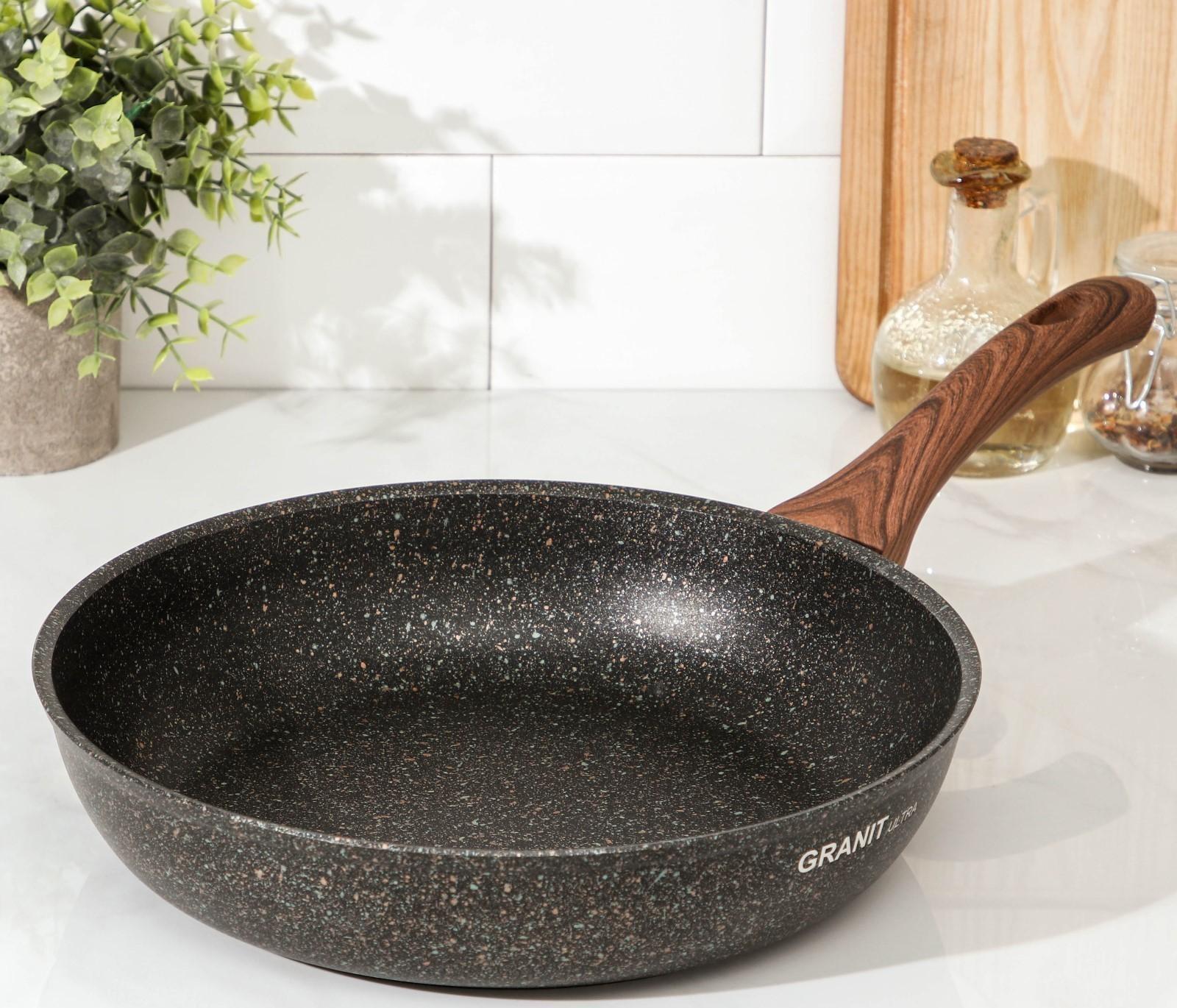 Сковорода Granit Ultra original, d=28 см, пластиковая ручка, антипригарное покрытие, цвет чёрный