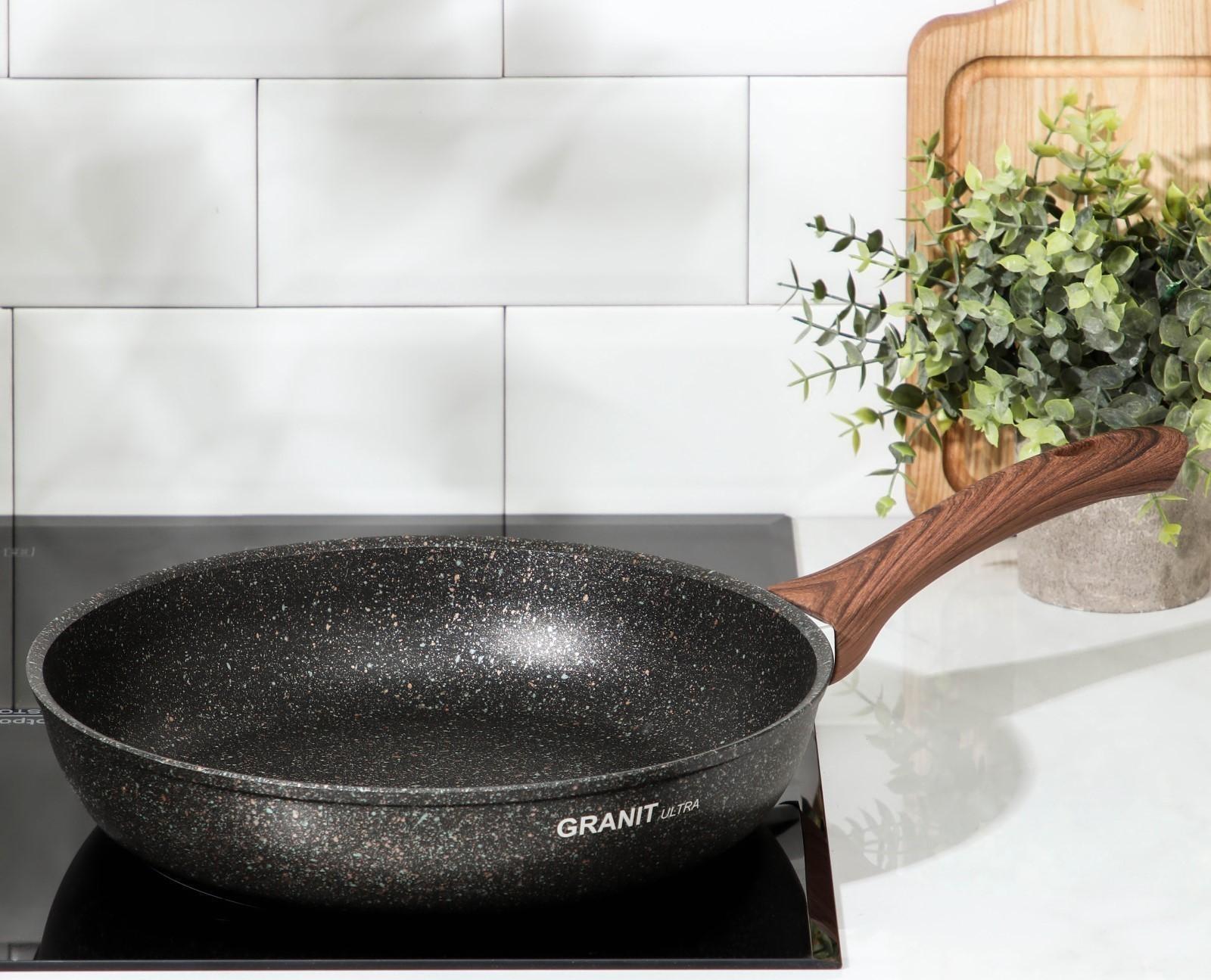 Сковорода Granit Ultra original, d=28 см, пластиковая ручка, антипригарное покрытие, цвет чёрный