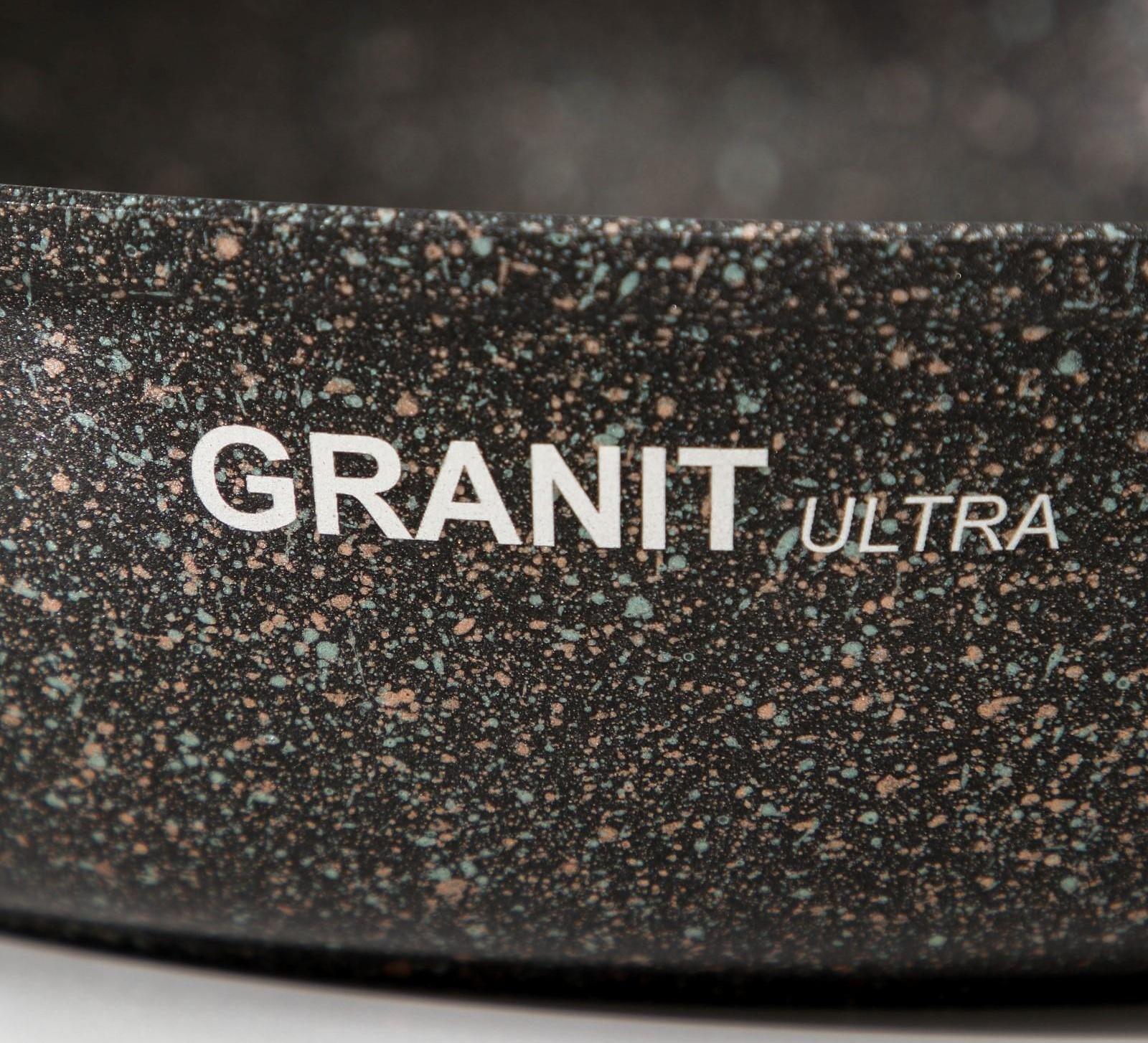 Сковорода Granit Ultra original, d=28 см, пластиковая ручка, антипригарное покрытие, цвет чёрный