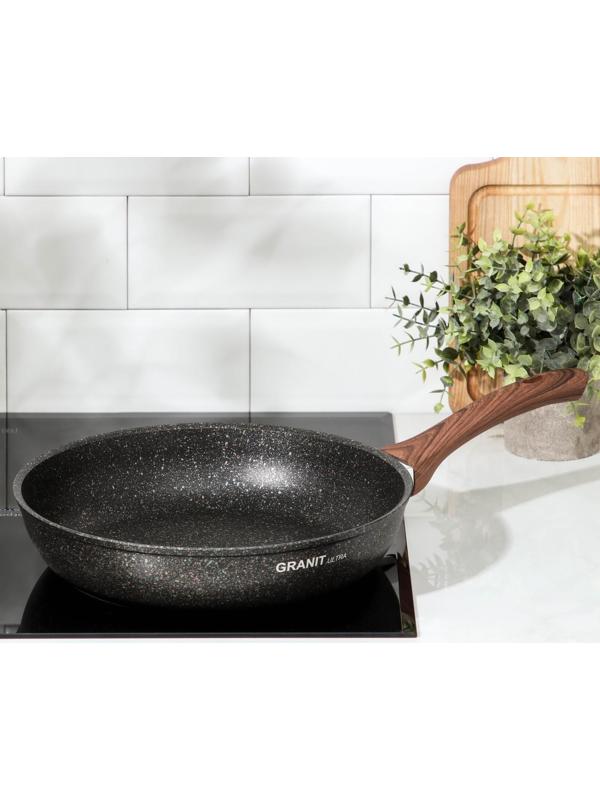 Сковорода Granit Ultra original, d=28 см, пластиковая ручка, антипригарное покрытие, цвет чёрный