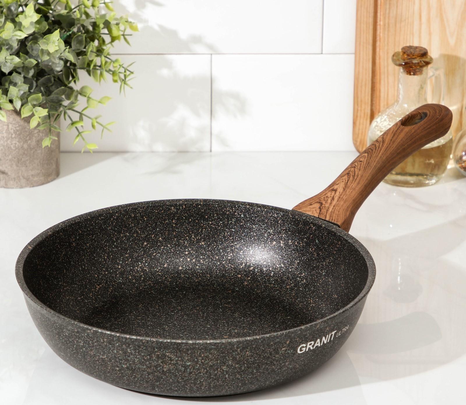 Сковорода Granit Ultra original, d=26 см, пластиковая ручка, антипригарное покрытие, цвет чёрный