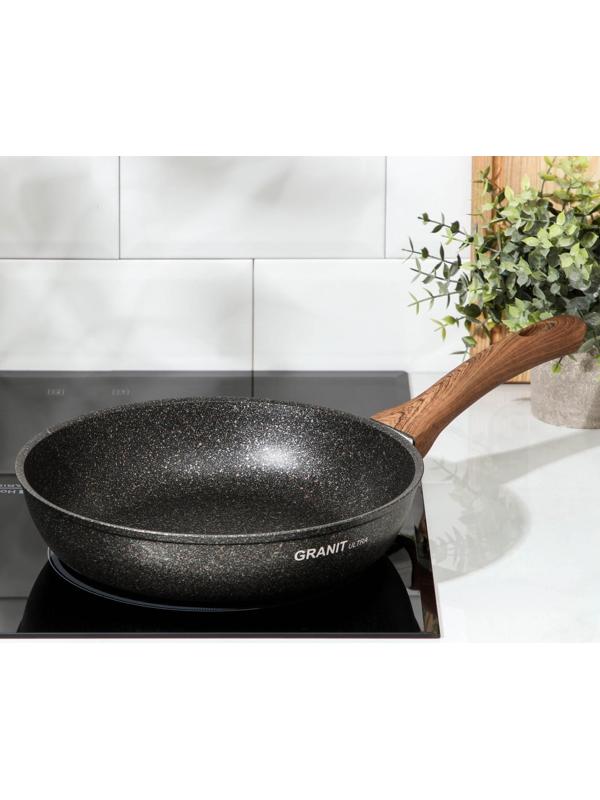 Сковорода Granit Ultra original, d=26 см, пластиковая ручка, антипригарное покрытие, цвет чёрный