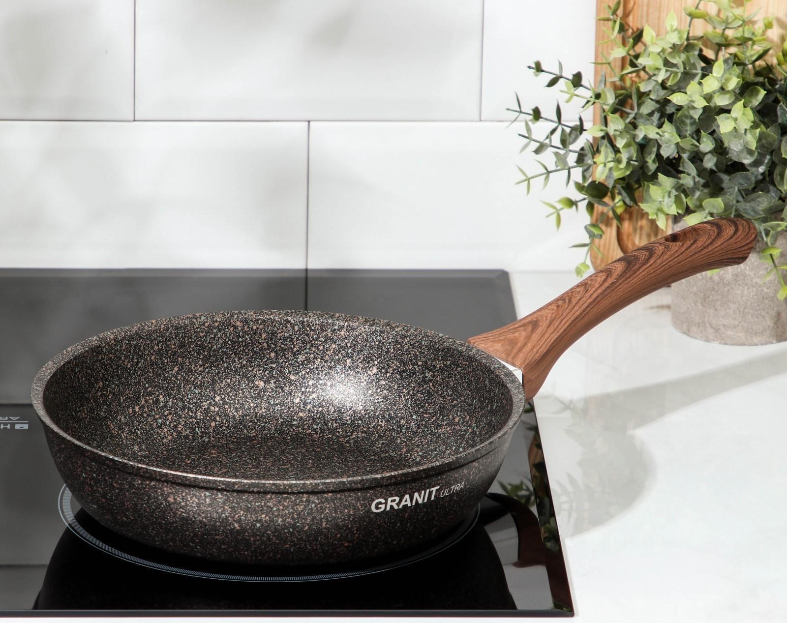Сковорода Granit Ultra original, d=24 см, пластиковая ручка, антипригарное покрытие, цвет коричневый