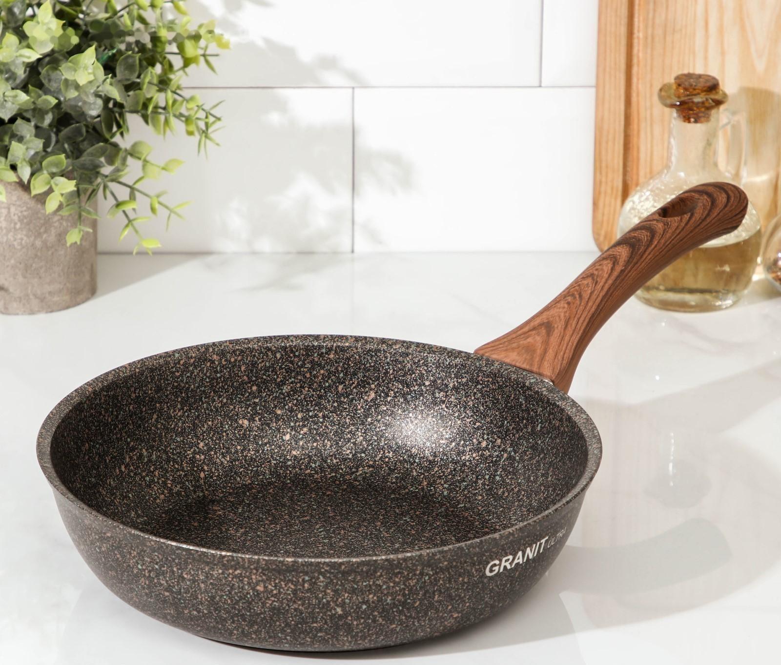 Сковорода Granit Ultra original, d=24 см, пластиковая ручка, антипригарное покрытие, цвет коричневый