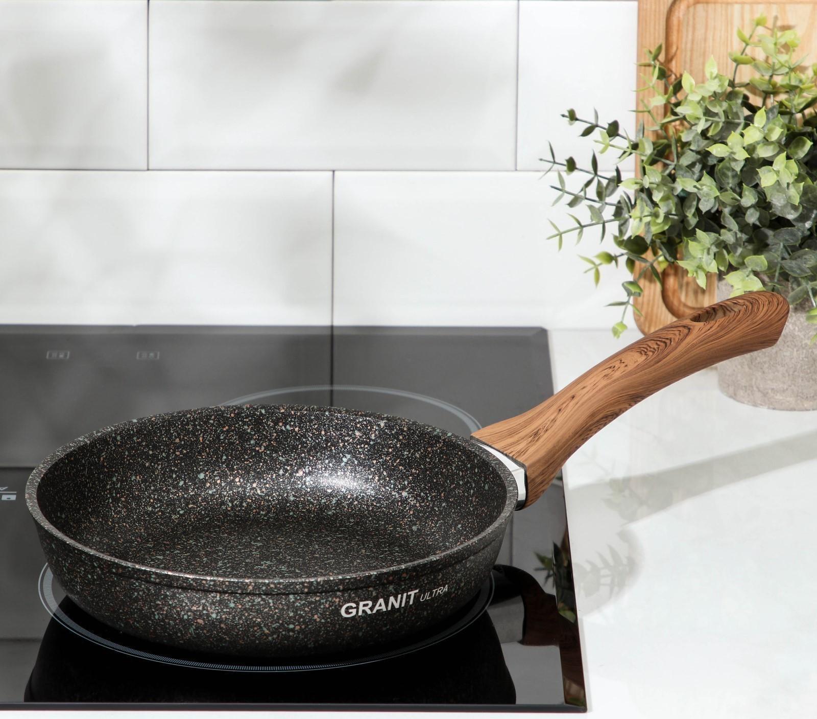 Сковорода Granit Ultra original, d=22 см, пластиковая ручка, антипригарное покрытие, цвет тёмно-коричневый