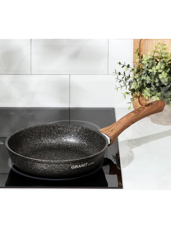 Сковорода Granit Ultra original, d=22 см, пластиковая ручка, антипригарное покрытие, цвет тёмно-коричневый