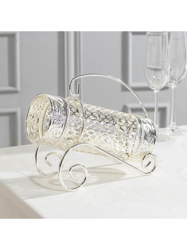 Подставка под бутылку, 24×9,5×21, металлическая, цвет серебряный