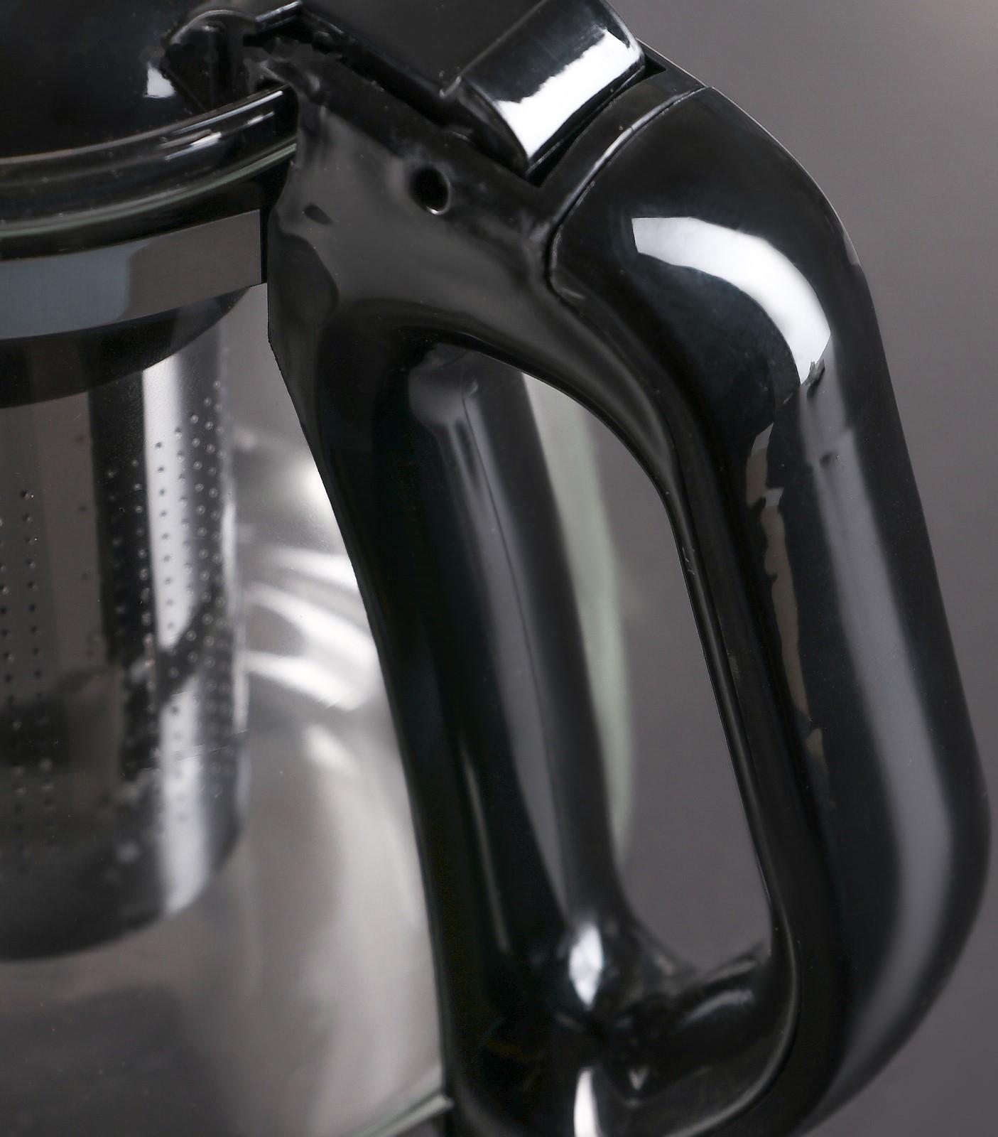 Чайник стеклянный заварочный «Иллюзия», 1,5 л, с металлическим ситом, цвет чёрный