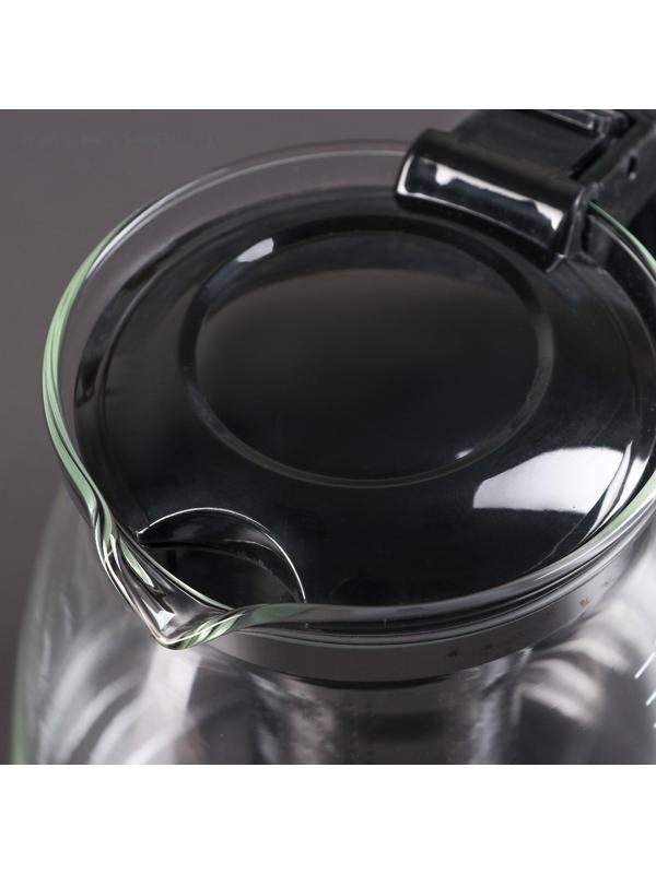 Чайник стеклянный заварочный «Иллюзия», 1,5 л, с металлическим ситом, цвет чёрный