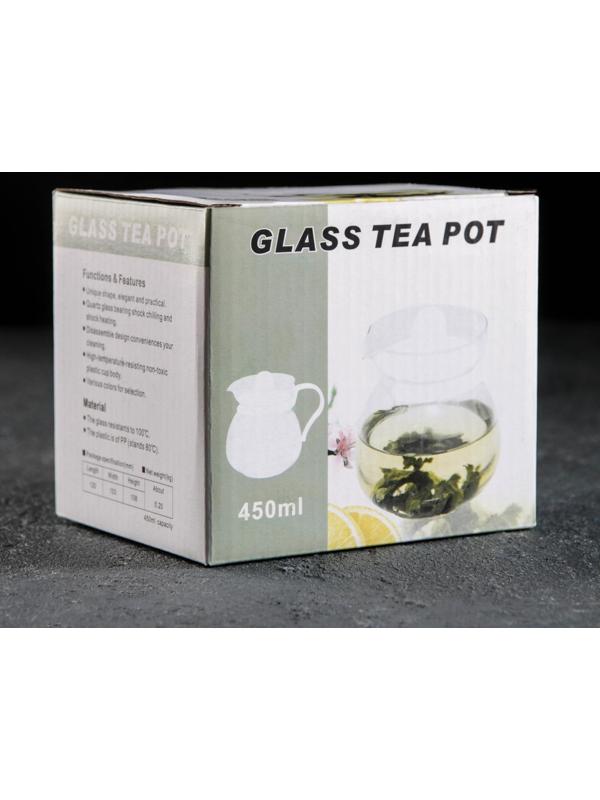 Чайник стеклянный заварочный «Теплота», 450 мл, цвет МИКС
