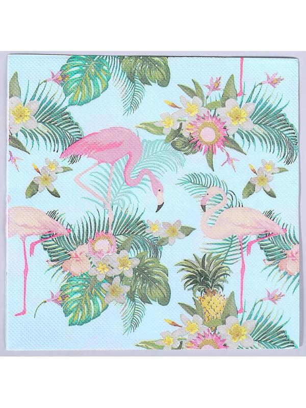 Салфетки бумажные «Фламинго с цветами», 33х33 см, набор 20 шт.