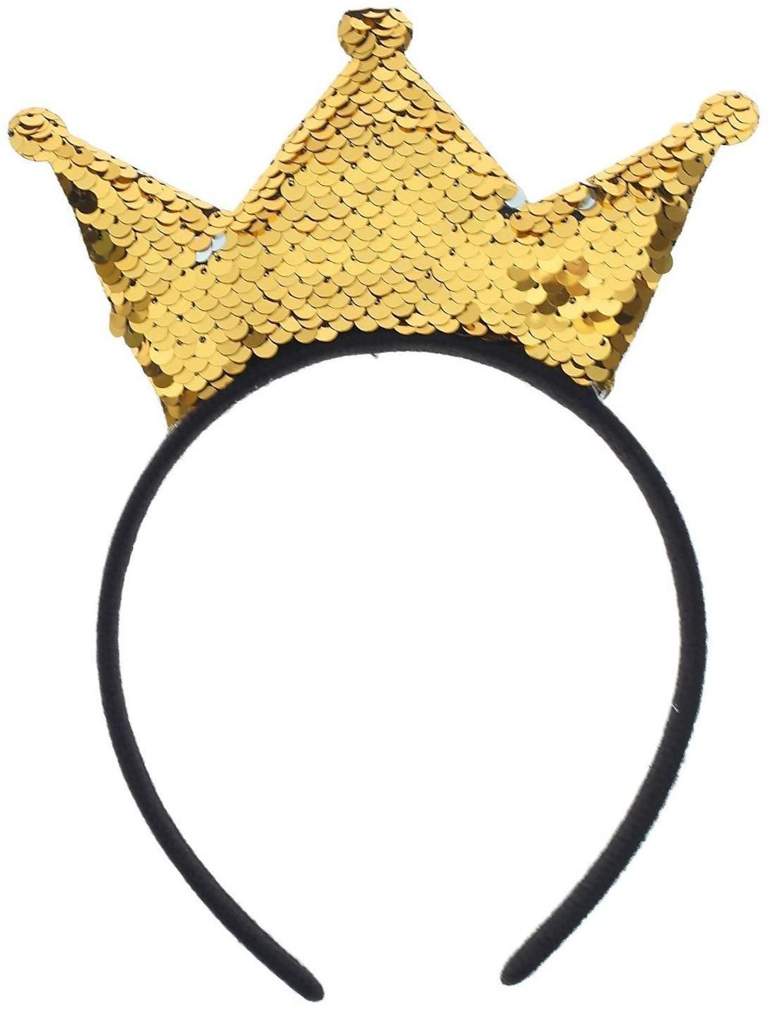 Карнавальный ободок «Корона», с пайетками, цвет золотой