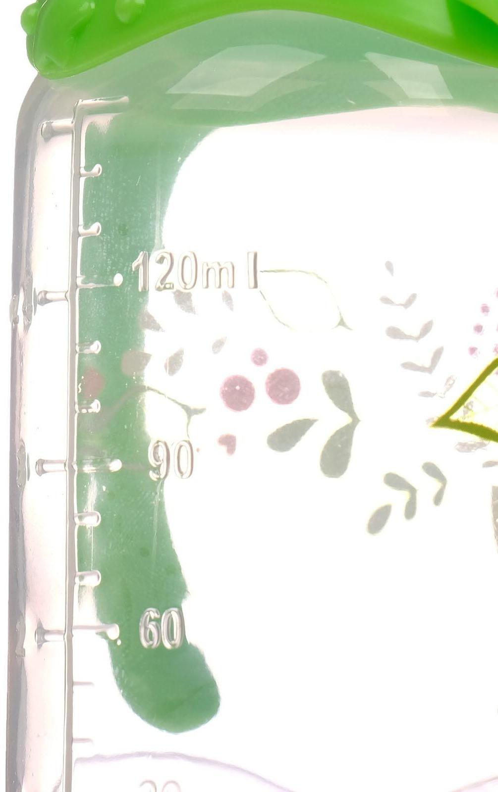 Бутылочка для кормления «Лисичка Соня» детская классическая, с ручками, 150 мл, от 0 мес., цвет зелёный