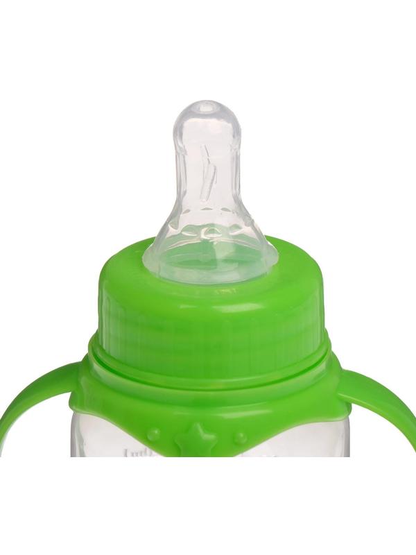 Бутылочка для кормления «Лисичка Соня» детская классическая, с ручками, 150 мл, от 0 мес., цвет зелёный