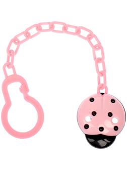 Держатель для пустышки «Божья коровка», на цепочке, цвет розовый