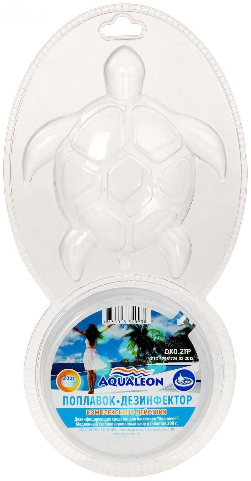 Медленный стабилизированный хлор Aqualeon, поплавок, дезинфектор, 200 г
