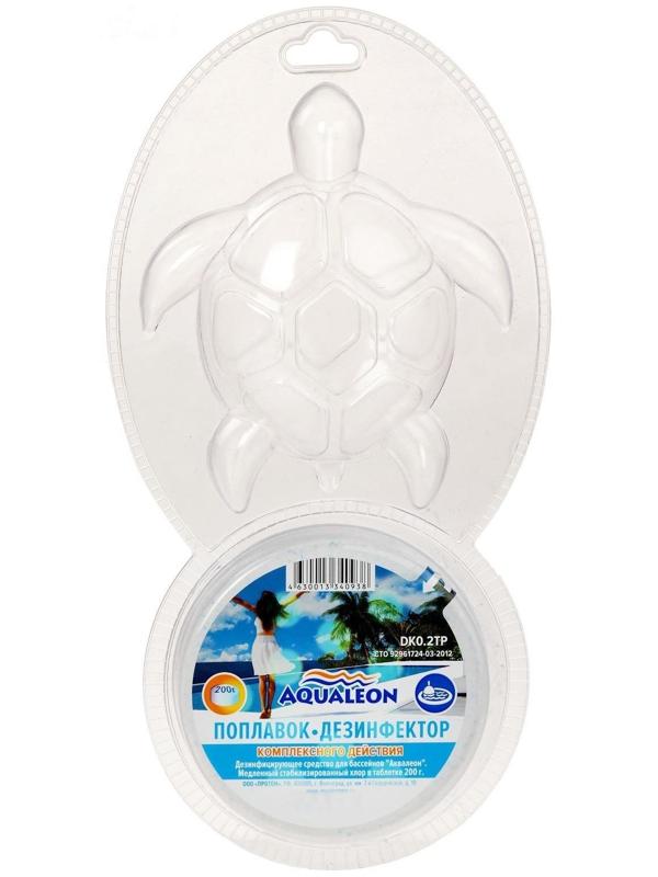 Медленный стабилизированный хлор Aqualeon, поплавок, дезинфектор, 200 г