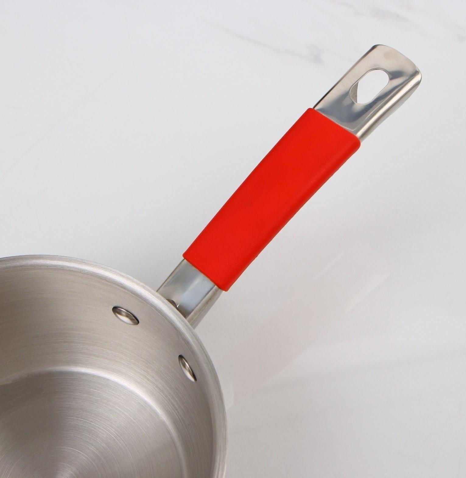 Ковш «Аврора», 1,6 л, d=16 см, капсульное дно, стеклянная крышка, клёпаная ручка