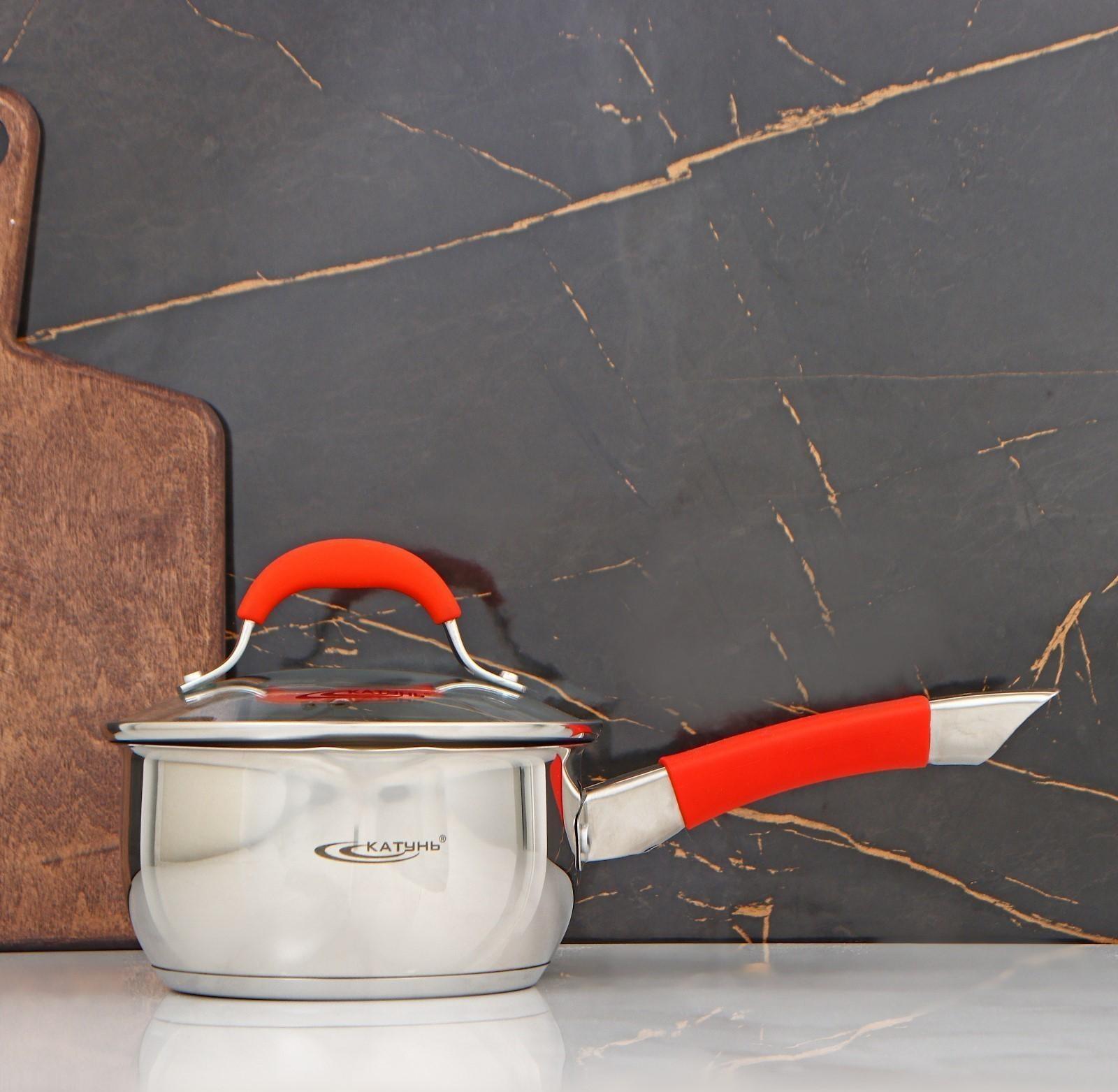 Ковш «Аврора», 1,6 л, d=16 см, капсульное дно, стеклянная крышка, клёпаная ручка