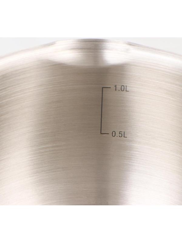 Ковш «Аврора», 1,6 л, d=16 см, капсульное дно, стеклянная крышка, клёпаная ручка