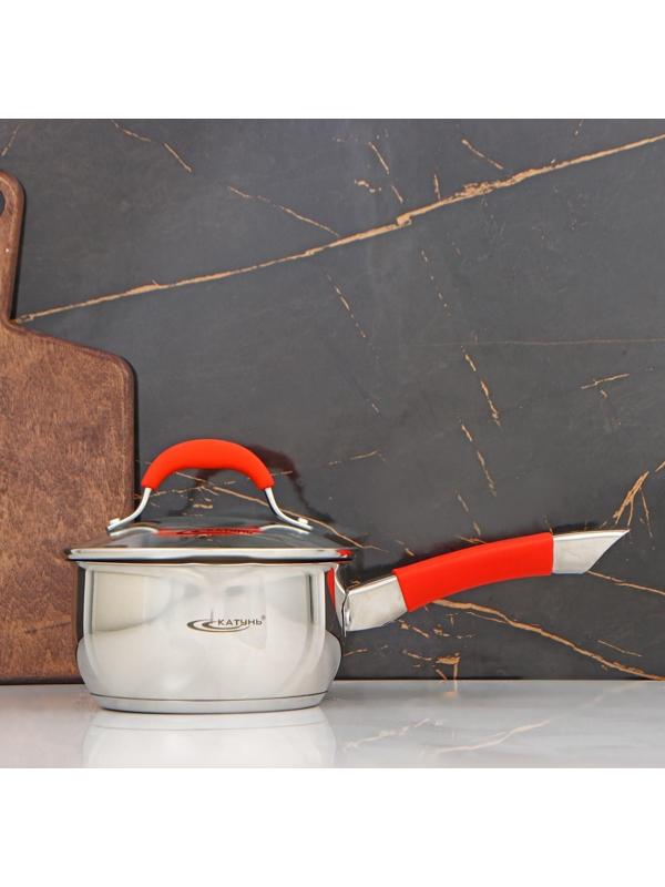 Ковш «Аврора», 1,6 л, d=16 см, капсульное дно, стеклянная крышка, клёпаная ручка