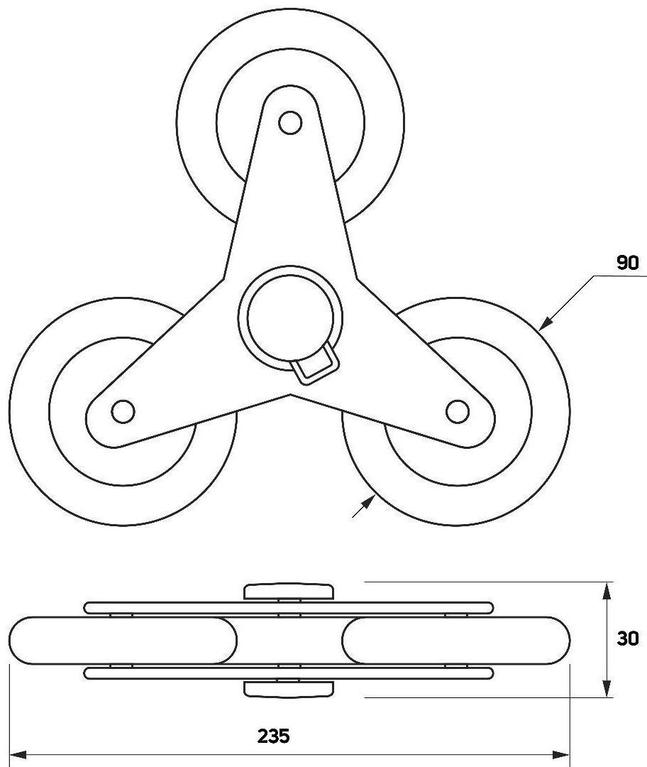 Колесо для тележки тройное, d=90 мм, черное