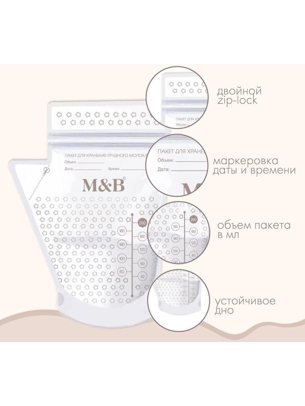 Набор пакетов для хранения и заморозки грудного молока, 200 мл, 15 шт.