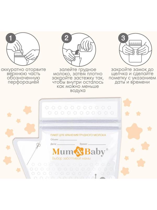 Набор пакетов для хранения и заморозки грудного молока, 200 мл, 25 шт.