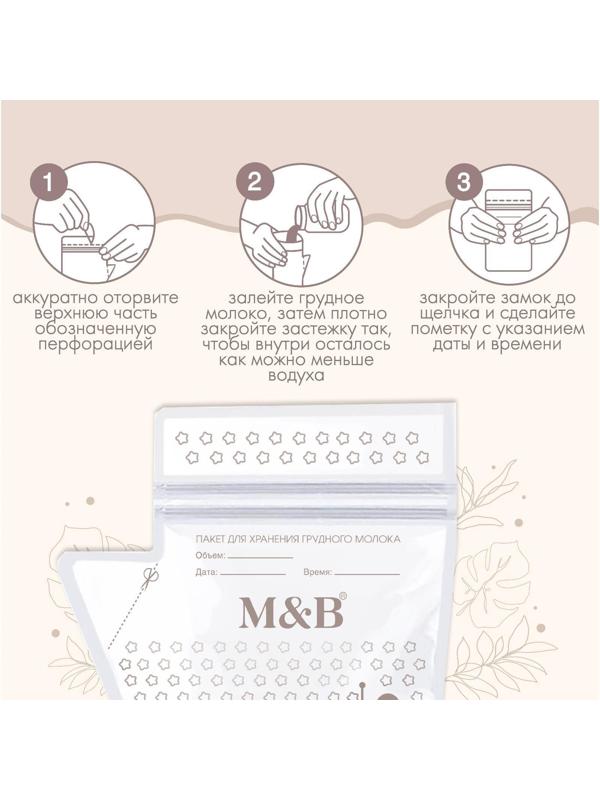 Набор пакетов для хранения и заморозки грудного молока, 200 мл, 25 шт.