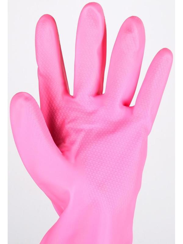 Перчатки хозяйственные защитные Доляна, суперпрочные, размер L, ПВХ, 85 гр, цвет розовый