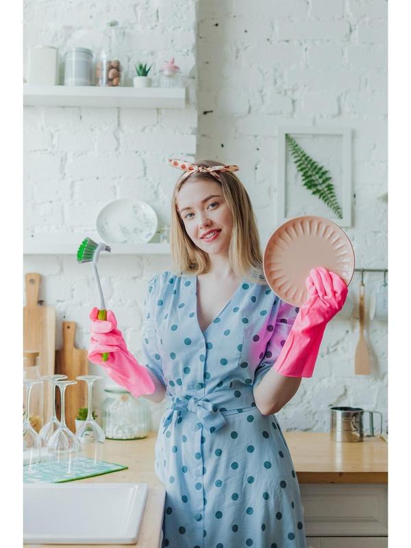 Перчатки хозяйственные защитные Доляна, суперпрочные, размер L, ПВХ, 85 гр, цвет розовый